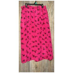 Jaclyn Smith Womens Size 6 Pink Black Floral Polyester Skirt Boho Romantic